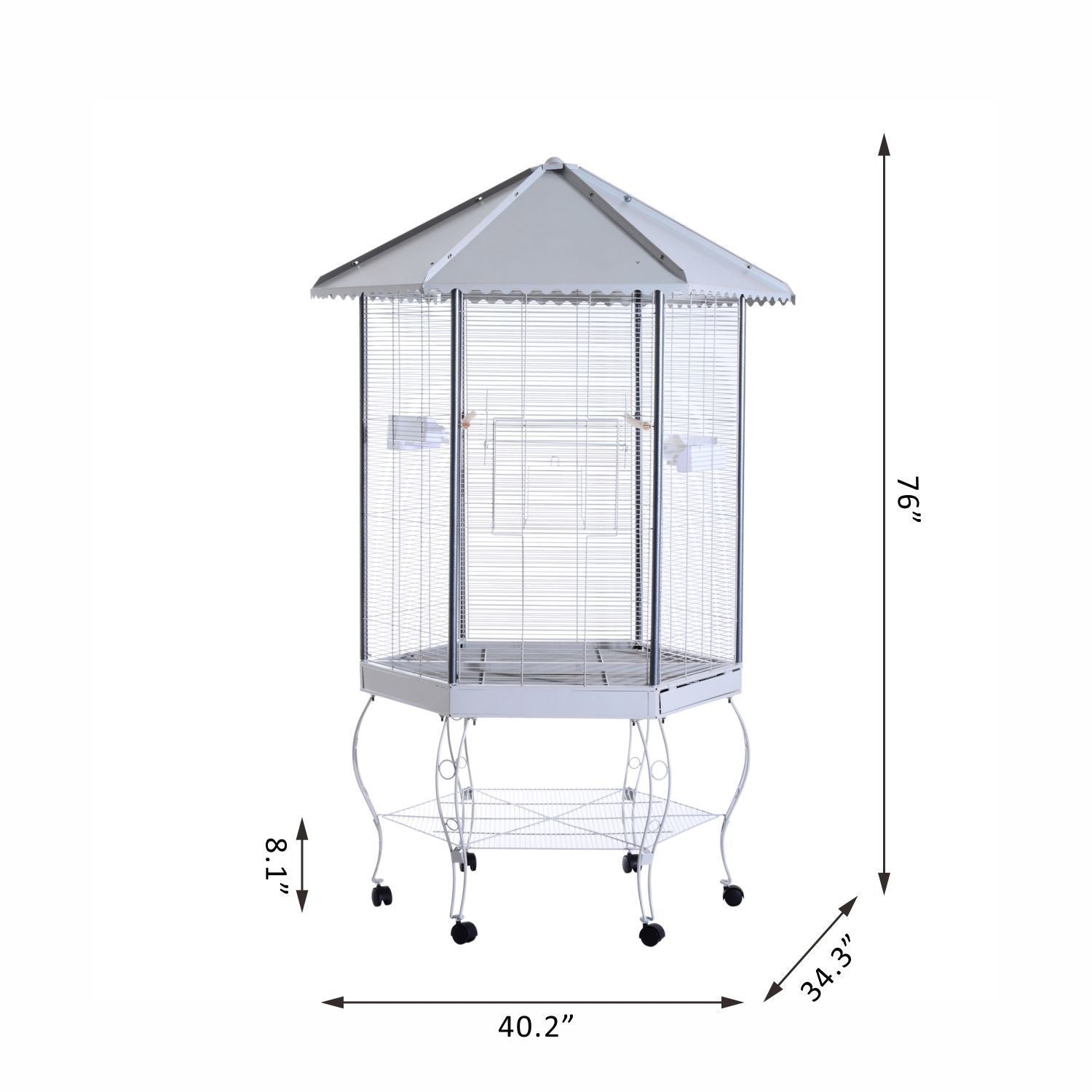 Pawhut Portable Metal Covered Canopy Aviary Flight Bird Cage With Storage， 44