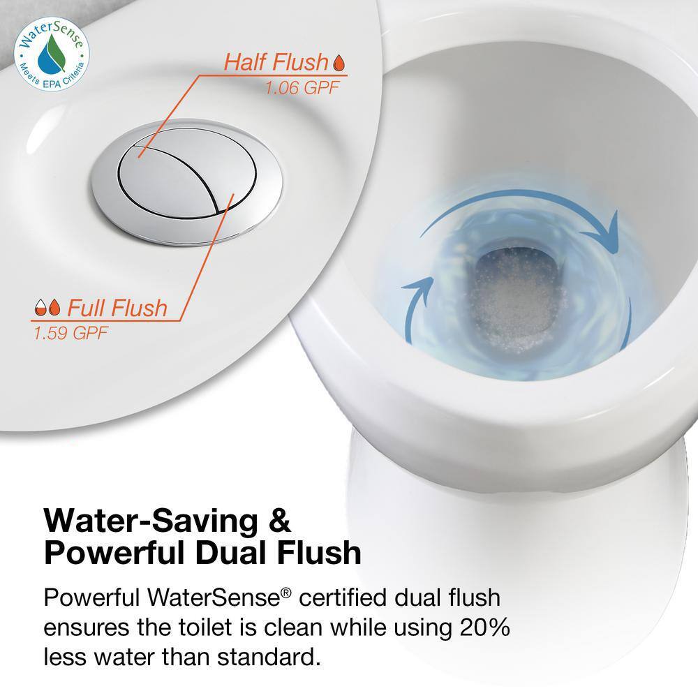 Glacier Bay Watercrest 1-piece 1.11.6 GPF Dual Flush Elongated Toilet in White ''Seat Included'' GBTO204