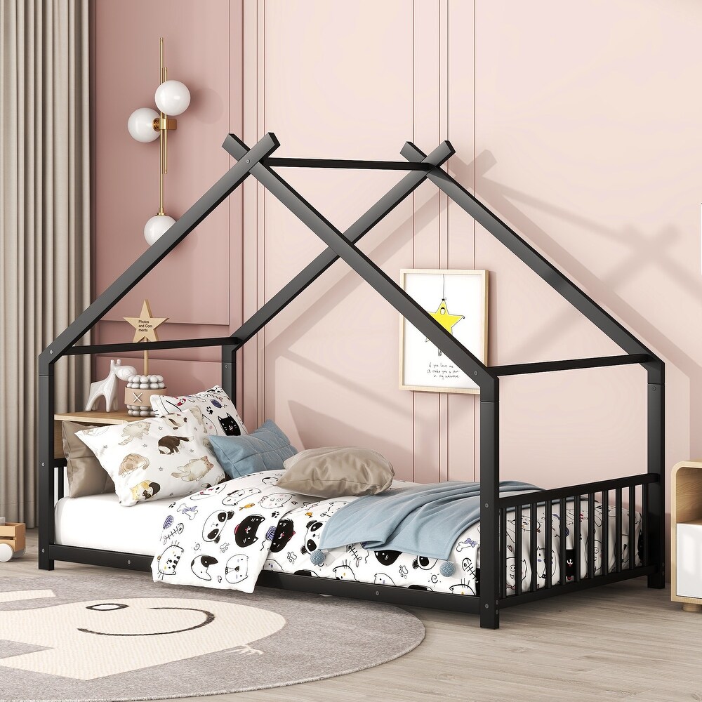 Creativity House Bed Metal Platform Kids Bed Floor Bed