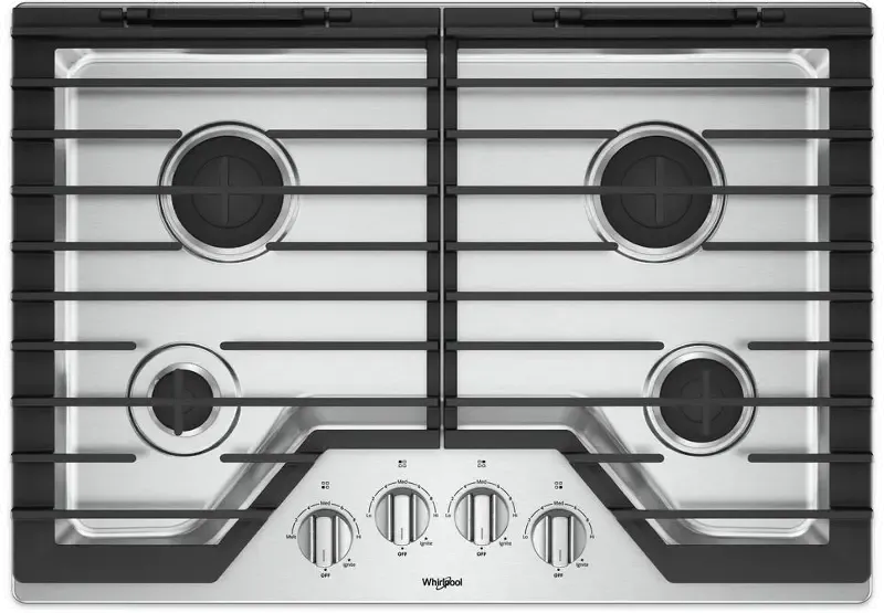 Whirlpool 30 Inch 4-Burner Gas Cooktop - Stainless Steel