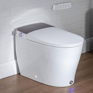 Casta Diva CD-Y080 Elongated Smart Bidet Tankless Toilet in White with Auto OpenClose Lid Foot Kick Operation1.28GPF CD-Y080