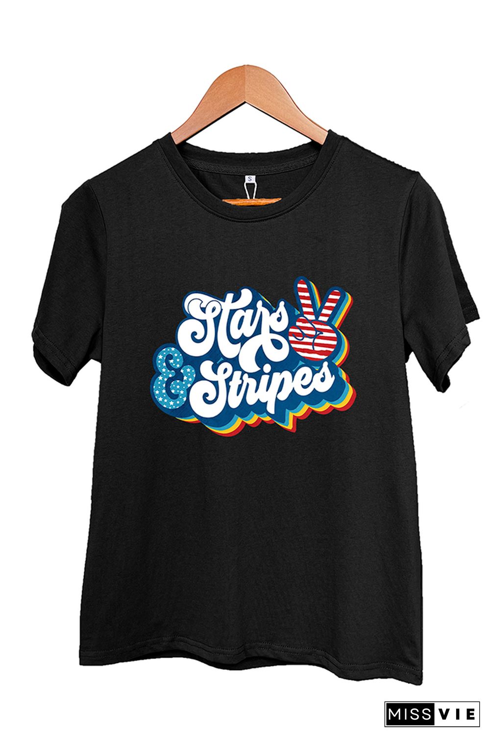 Stars & Stripes Retro Peace Graphic Tee Wholesale