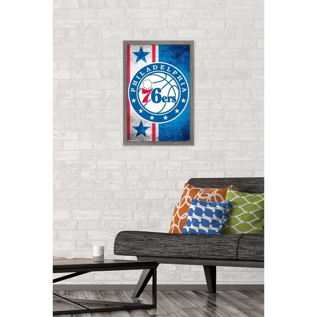 Trends International Nba Philadelphia 76ers Logo 15 Framed Wall Poster Prints