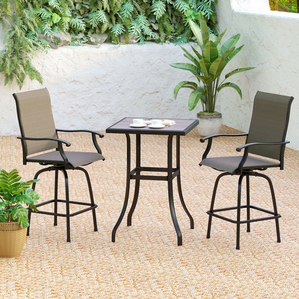 3piece Outdoor Swivel Bar Stool and Table Bistro Set