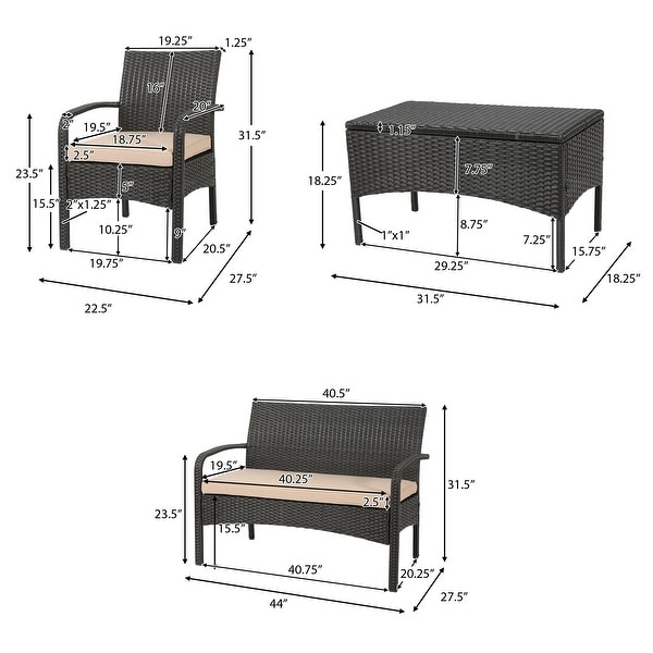 Cordoba Outdoor Wicker 4piece Conversation Set with Cushions by Christopher Knight Home