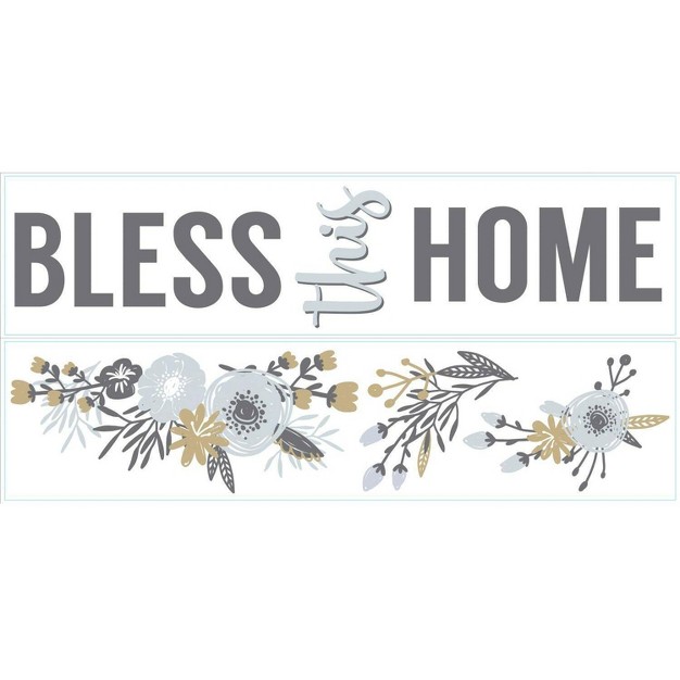 Bless This Home Floral Quote Peel And Stick Wall Decal Roommates