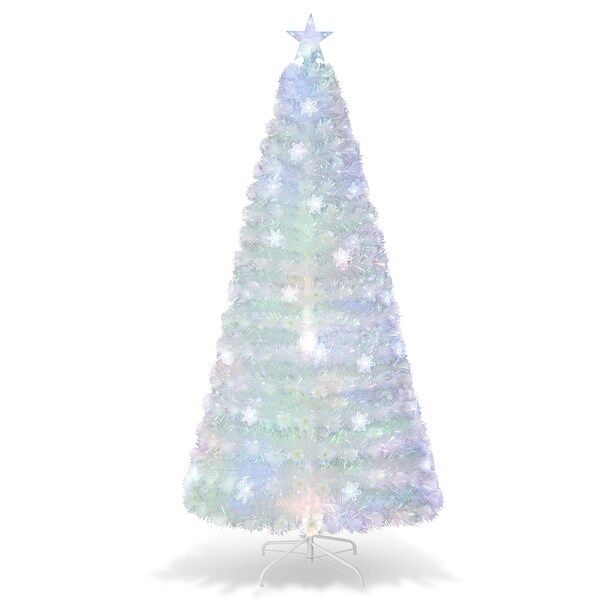 Costway 5FT/6FT/7FT PreLit Fiber Optic Christmas Tree Decor