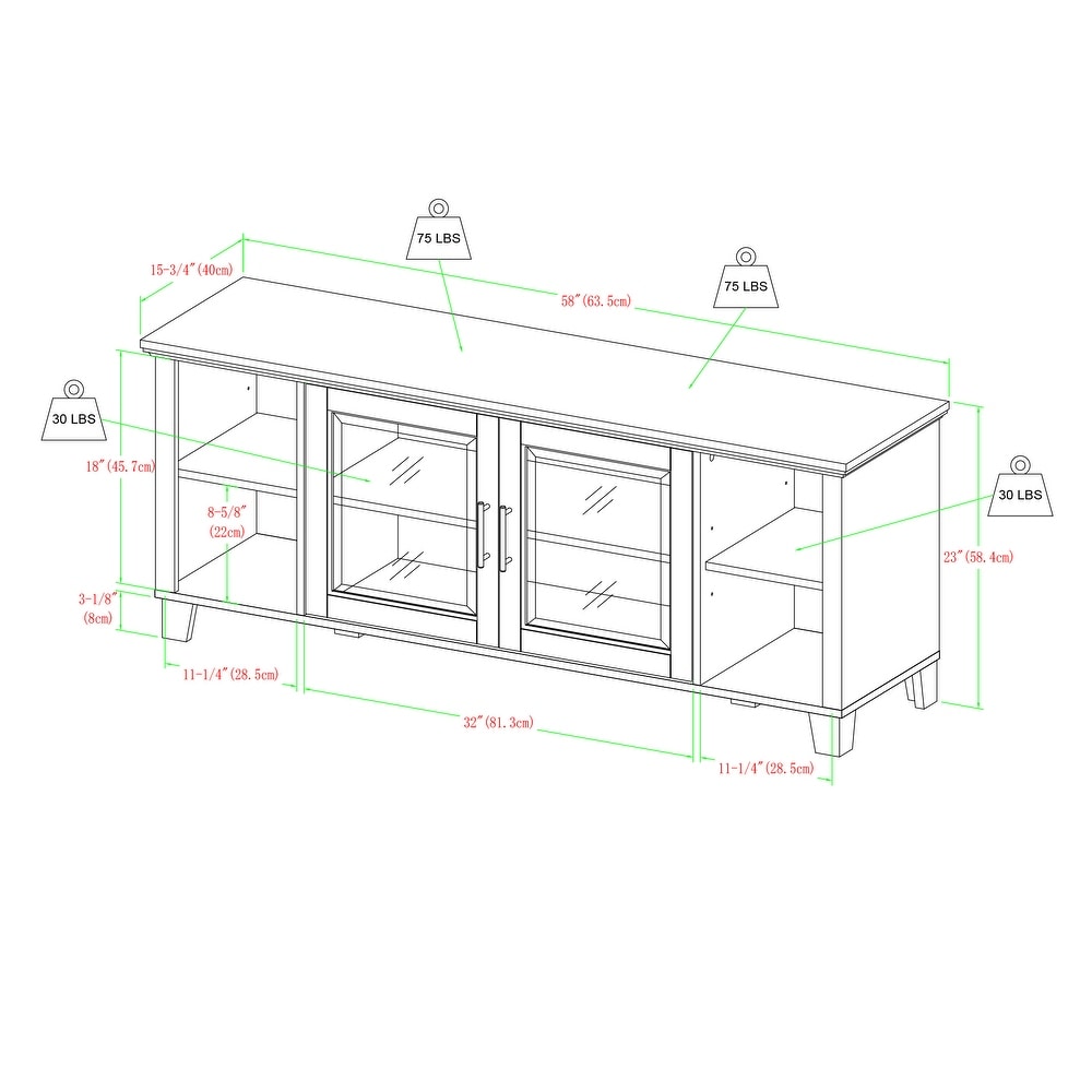 Middlebrook 58 inch Transitional Glass Door TV Stand