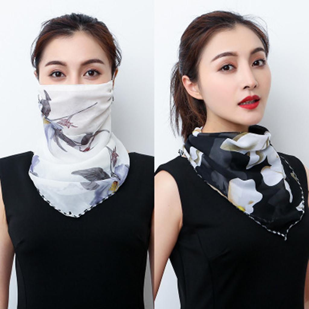 3x Ladies Face Mask Scarf Uv Protection Lightweight Scarf Neck Mask Black