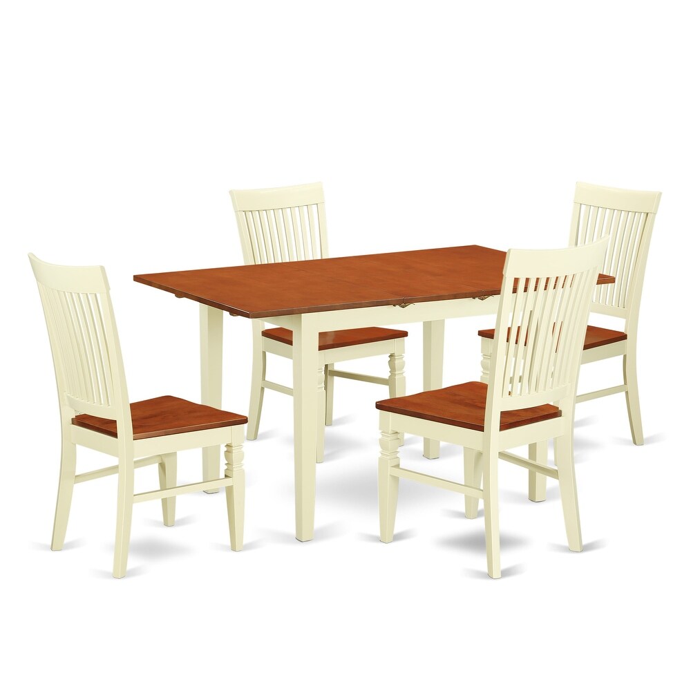 East West Furniture Dining Table Set Includes a Rectangle Wooden Table and Dining Chairs (Pieces and Finish Color Options)