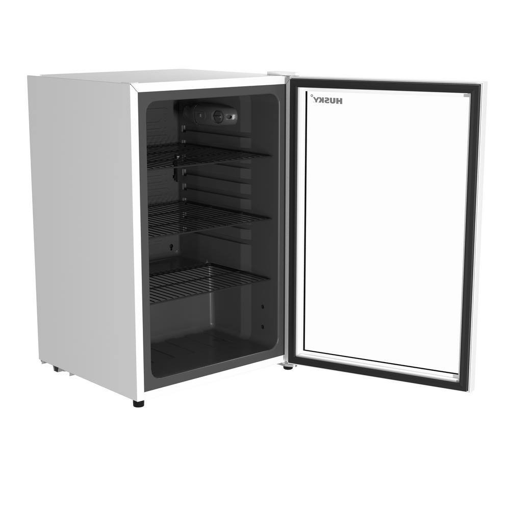 Husky 4.6 Cu. ft. 158-Can Quiet XL Glass Door Freestanding Beverage Refrigerator with Reversible Door without Freezer(White) OSFG024-WXL