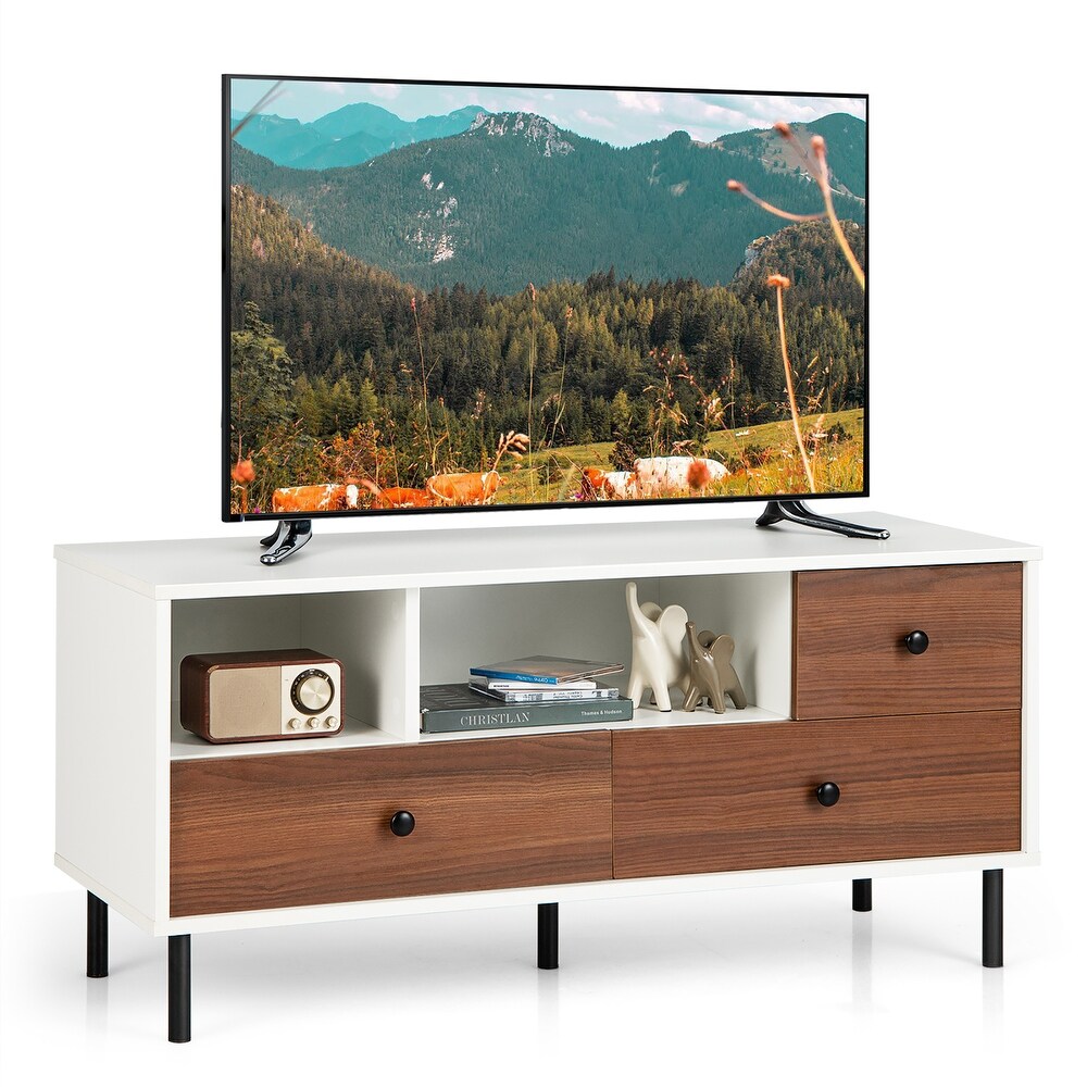 Costway Mid Century TV Stand Media Entertainment Center Console w/2   43.5'' x 16.5'' x 20'' (L x W x H)