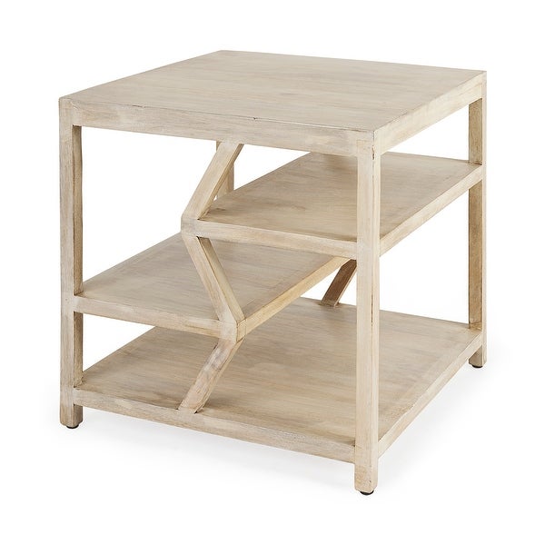 Dayton I Light Brown Solid Wood Multi-Level Shelf End/Side Table - 22.0L x 22.0W x 22.0H