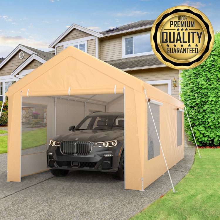 Premium 10x20ft Steel Portable Carport Canopy With Removable Sidewalls