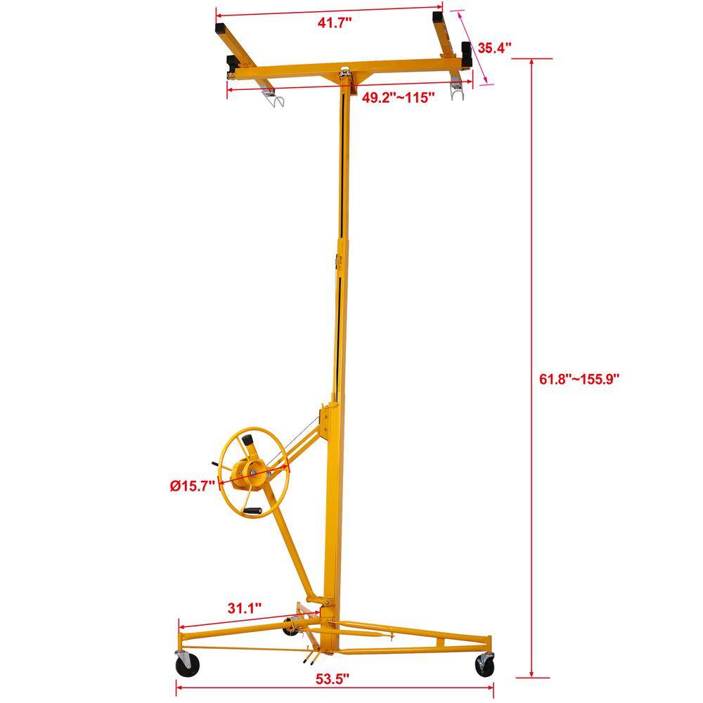 Runesay Drywall Lift Panel 13 ft. Lift Drywall Panel Hoist Jack Lifter in Yellow CON-CRET-7