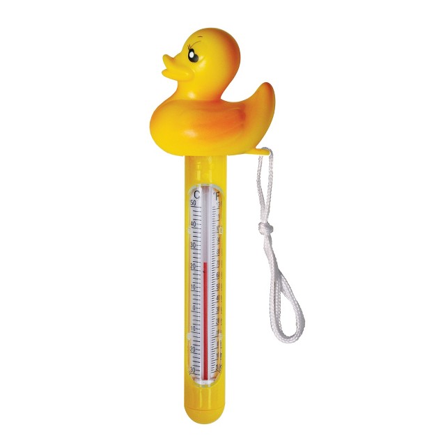 Yellow Duck Floating Swimming Pool Thermometer With Cord