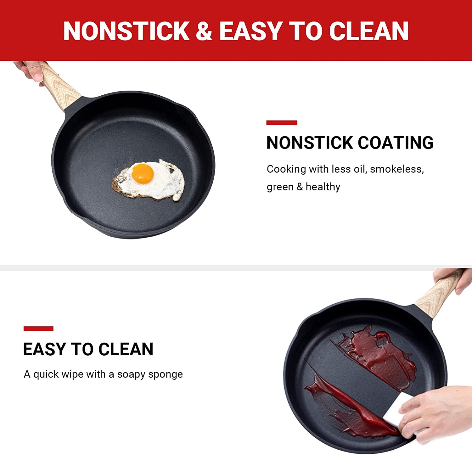 Sakuchi 8 Sets Of 5 POTS，Induction Cookware，Nonstick Kitchen Cookware Set，1.Induction Compatible with Frying Pan，2.Saucepan，3.Sauté Pan，4.Grill Pan，5.Grill Pan，Cooking Pots，NO PFOA