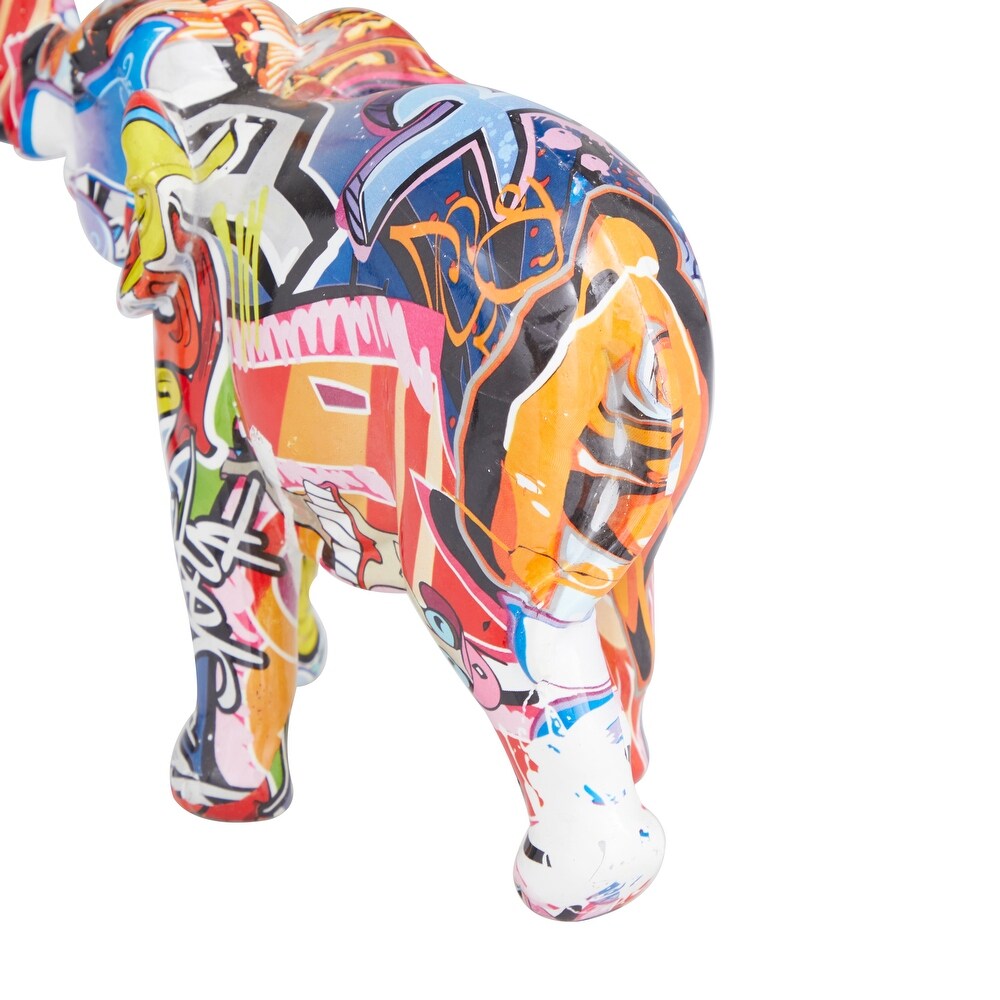 The Novogratz Multi Colored Polystone Graffiti Elephant Sculpture