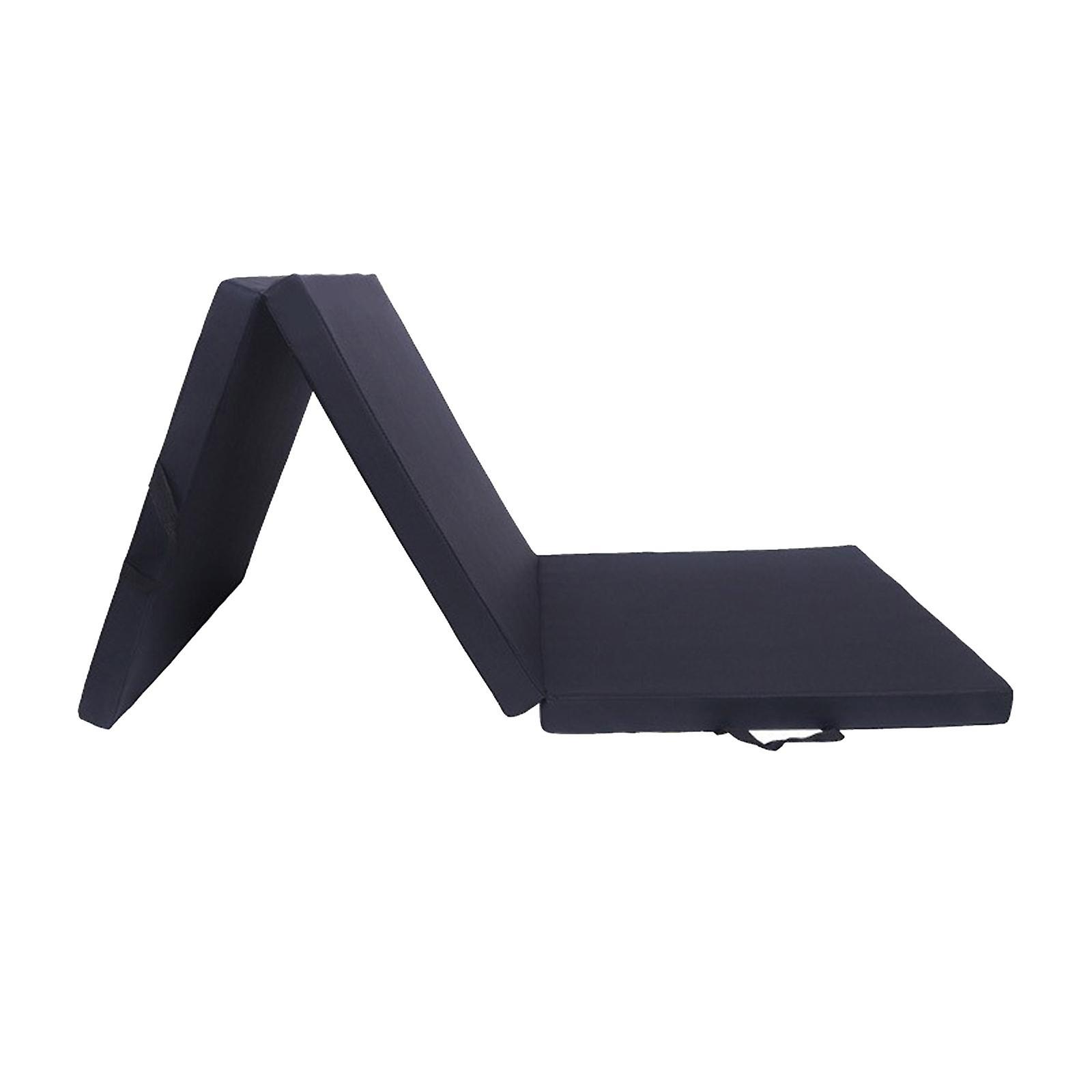 Three Fold Folding Thick Exercise Mat Yoga Pad For Stretching Training Fitness Black Pu Leather