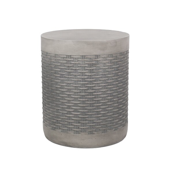 Round Outdoor Side Table for Patio，Concrete Side Table Tree Stump Side Table