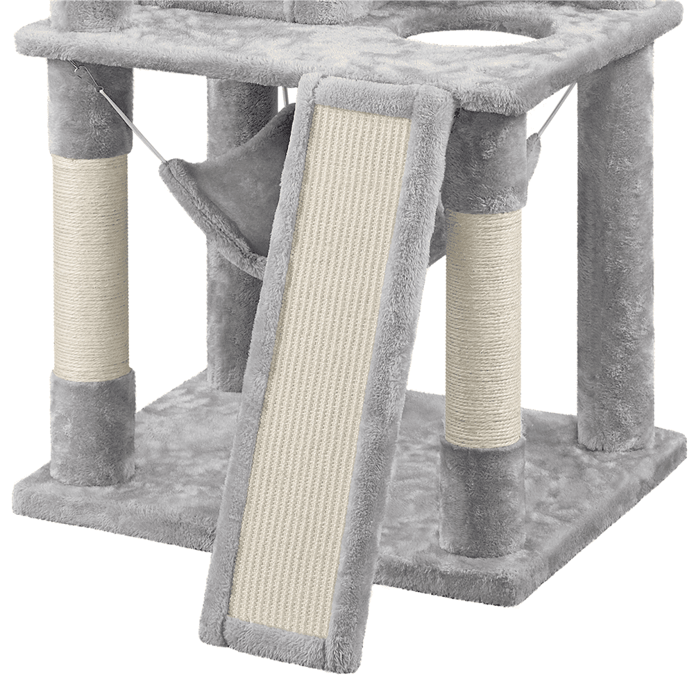 Easyfashion 60.5-inch Cat Tree Cat Tower With Condo， Light Gray