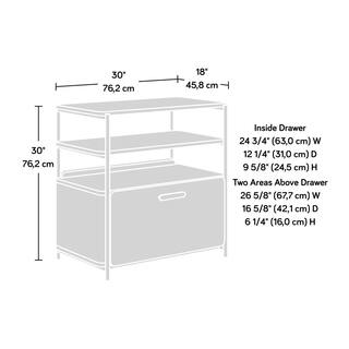 SAUDER Radial Umber Wood Decorative Lateral File Cabinet with Open Storage 426027