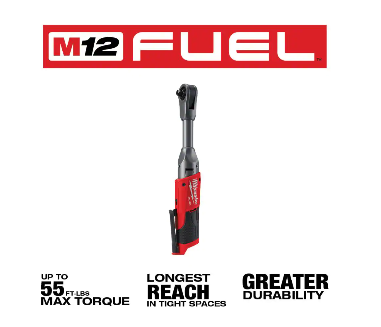 Milwaukee 2554-20-2560-20 M12 FUEL 12V Lithium-Ion Brushless Cordless Stubby 3/8 in. Impact Wrench with 3/8 in. Extended Reach Ratchet