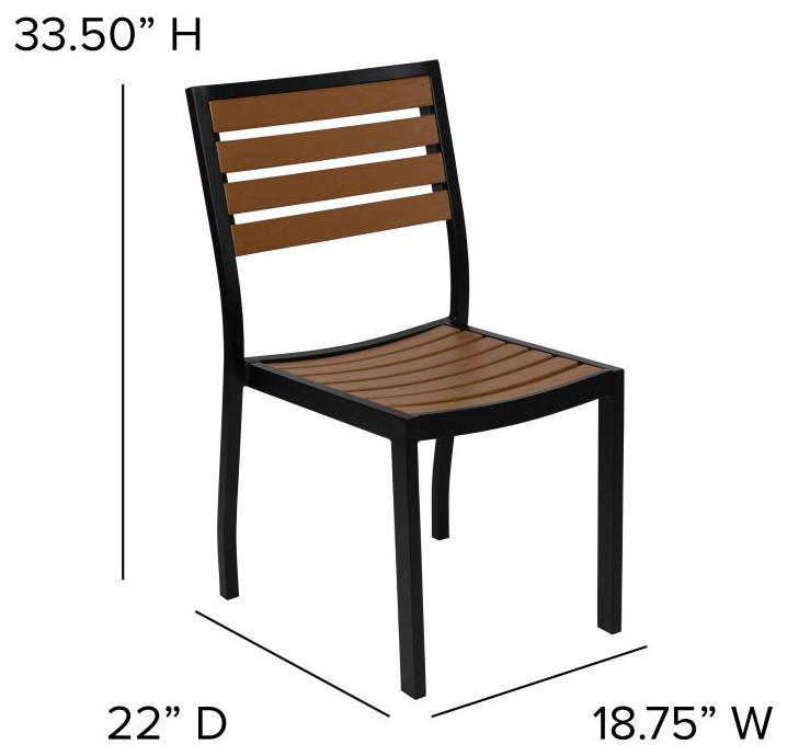 Lark 7 Pc Patio Set  4 Stacking Chairs  35 quotSquare Table  ampUmbrella with Base   Traditional   Dining Chairs   by Pot Racks Plus  Houzz