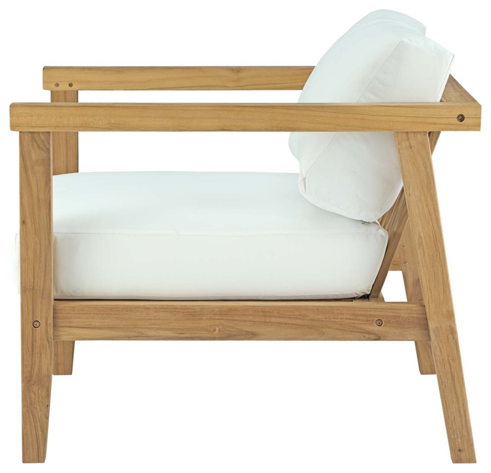 Lounge Chair Armchair Set  White Natural  Teak Wood  Modern  Outdoor Patio   Modern   Outdoor Lounge Sets   by House Bound  Houzz