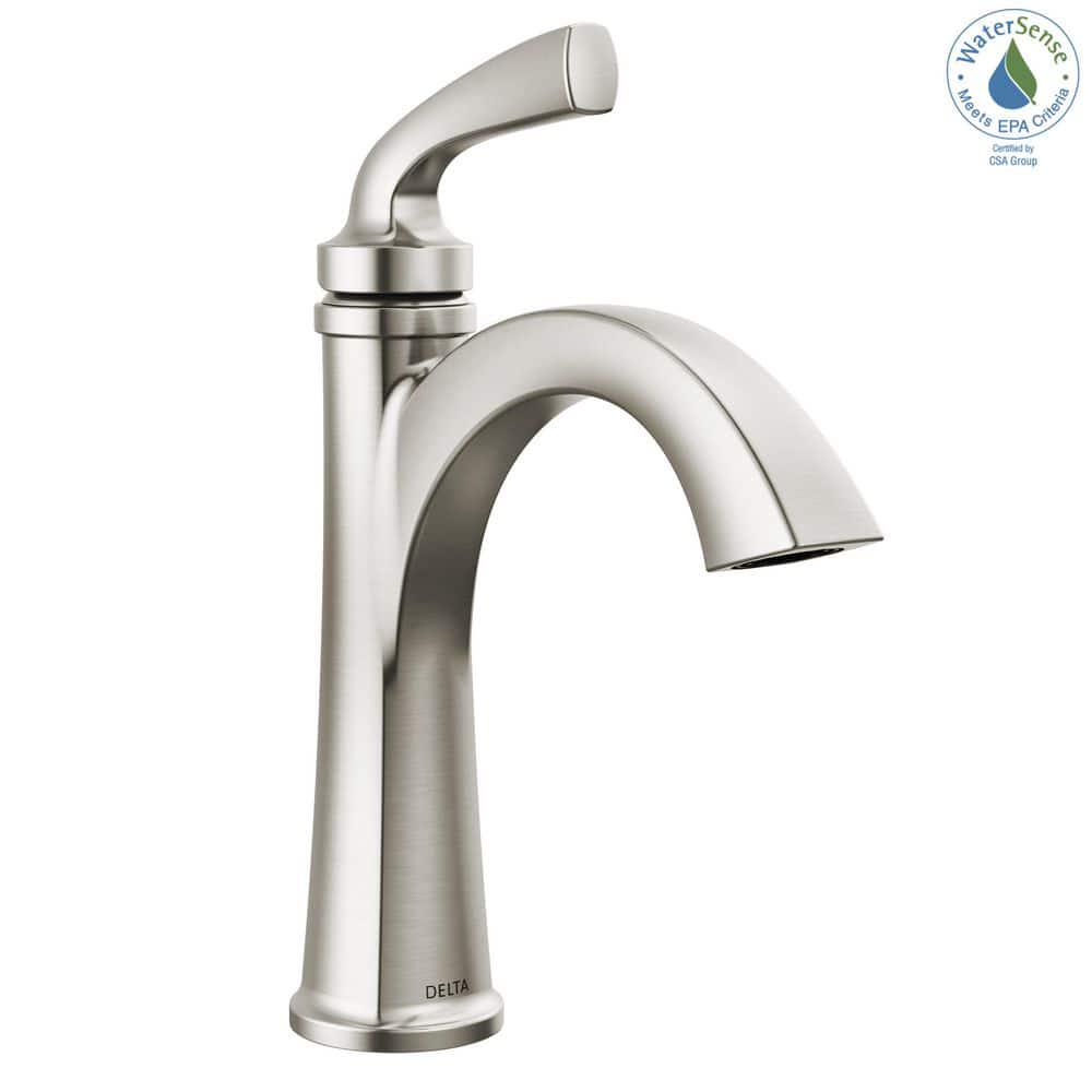 Delta Geist 4 in Centerset 1Handle Bathroom Faucet in Spotshield Brushed Nickel