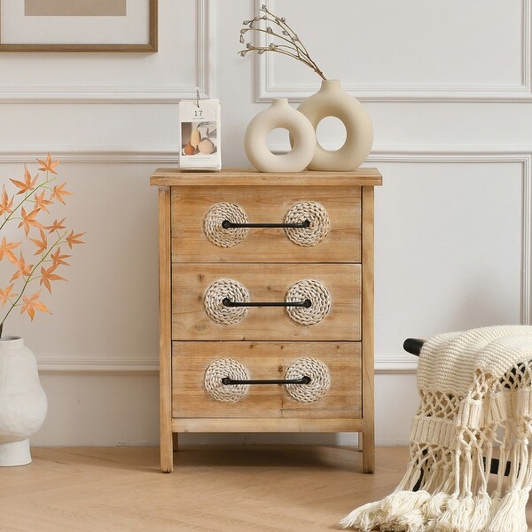 Retro Wooden 3 Drawers Accent Storage Cabinet Chest - - 37263466