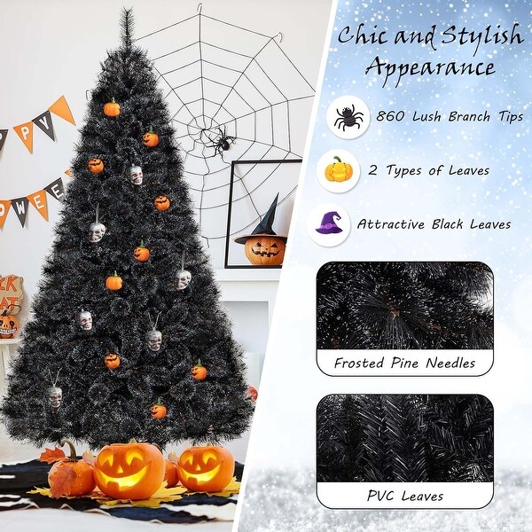 6/7/8 FT PreLit Black Halloween Christmas Tree Artificial Full Tree