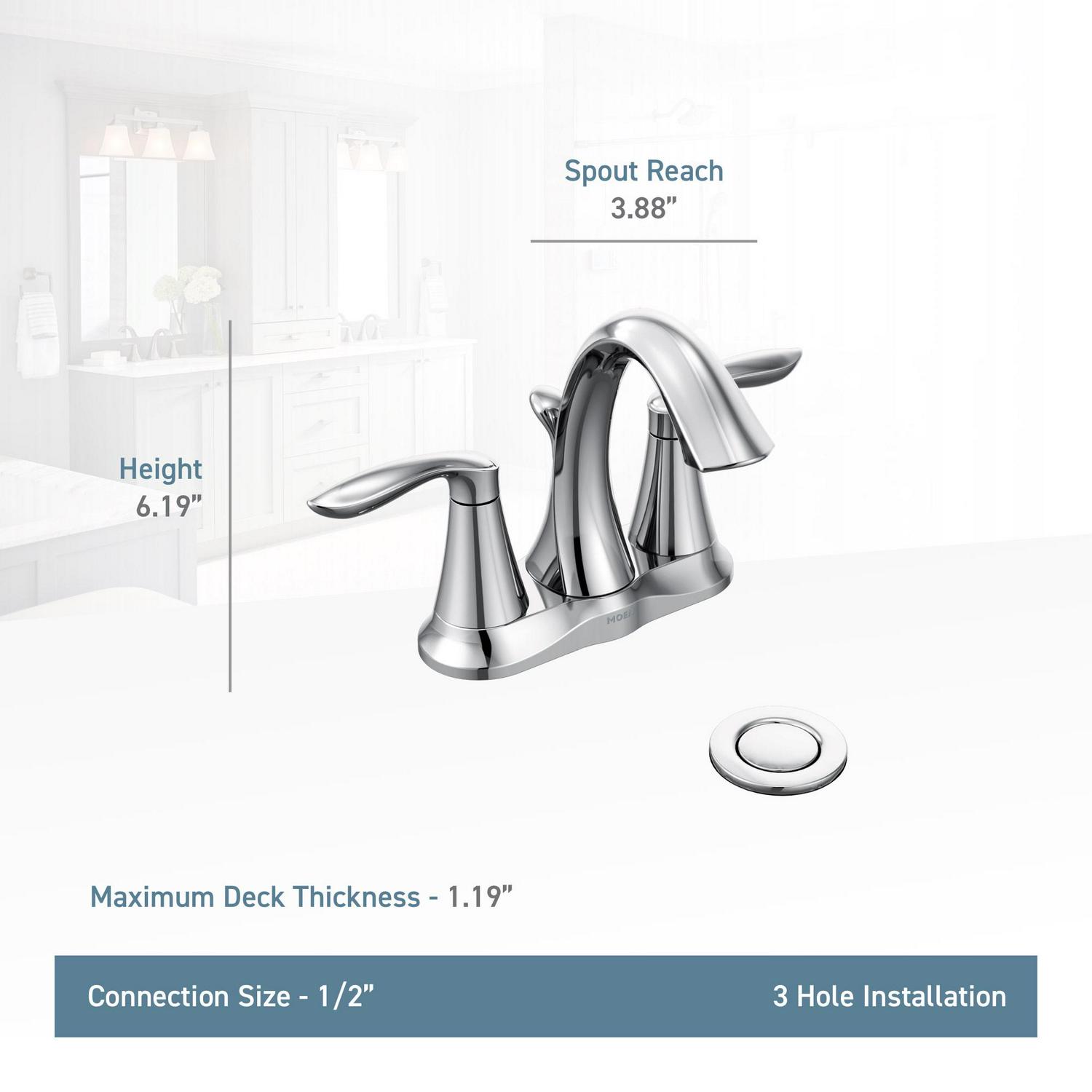 Moen Eva 6410 Centerset Bathroom Sink Faucet