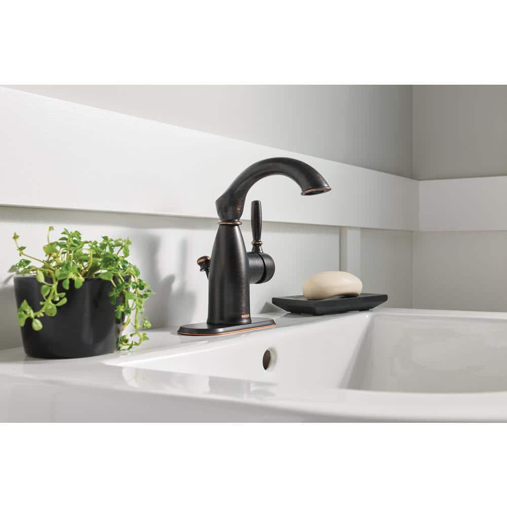 MOEN Sarona Single Hole SingleHandle Bathroom Faucet in Mediterranean Bronze