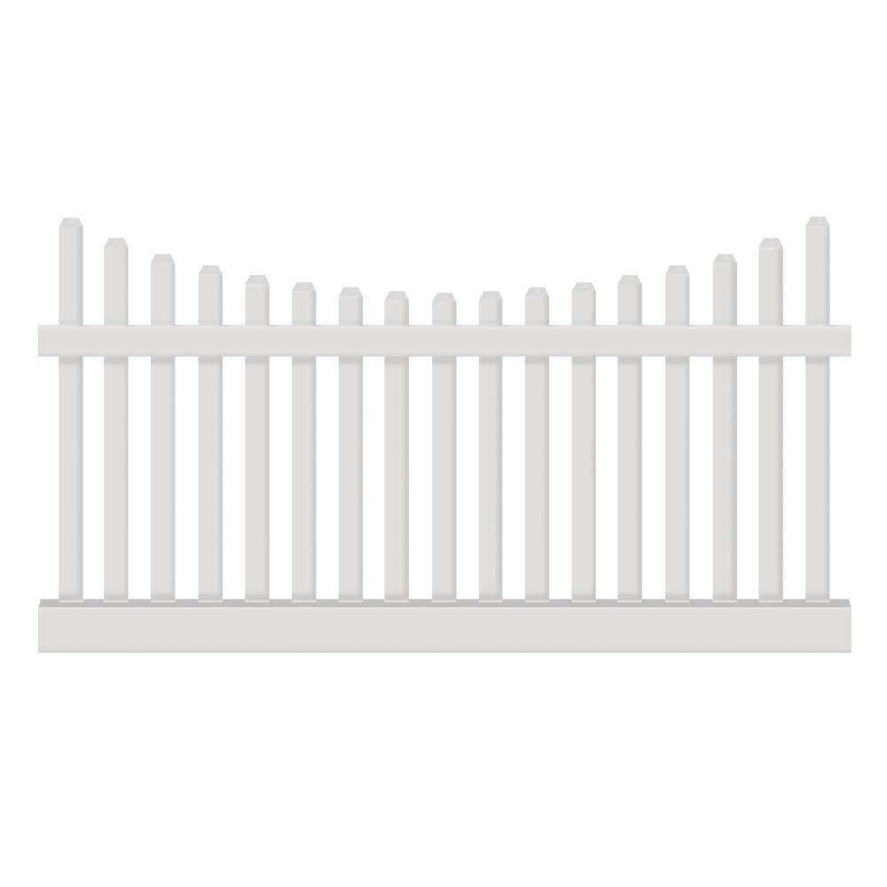 Weatherables Hampshire 5 ft. H x 8 ft. W White Vinyl Picket Fence Panel Kit PWPI-3R5.5SC5X8