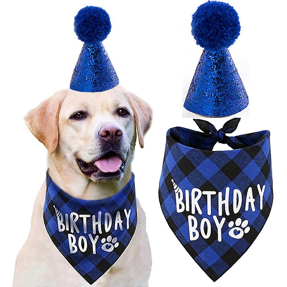 Dog Birthday Party Supplies， Boy Dog Birthday Bandana Scarf And Dog Birthday Hat With Number