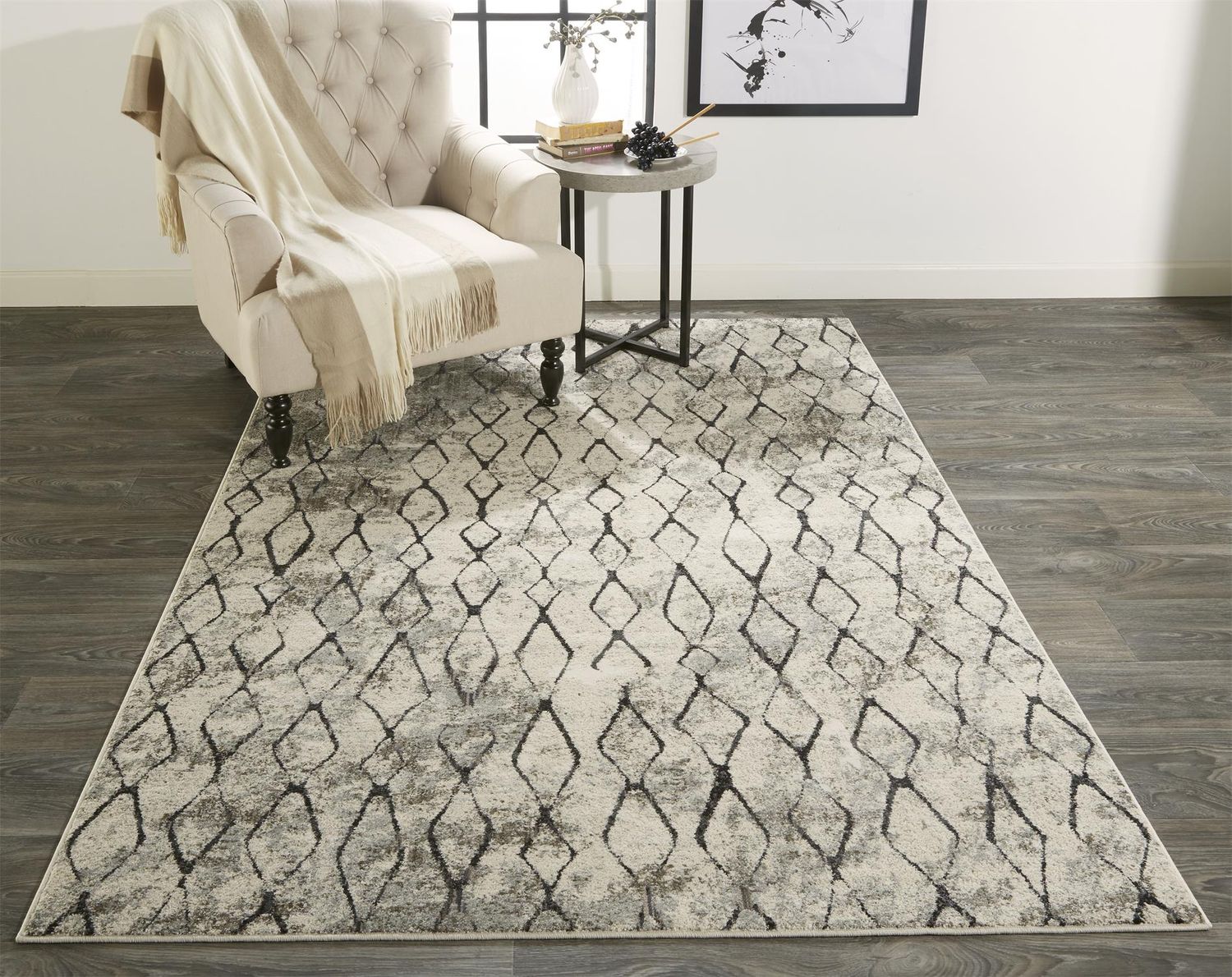 Kiba Ivory and Gray Rug by BD Fine