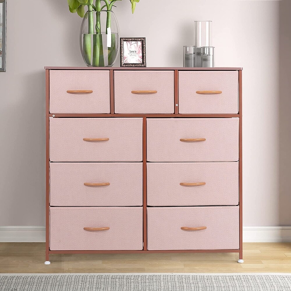 Wide Dresser Storage Tower with 9 Drawers