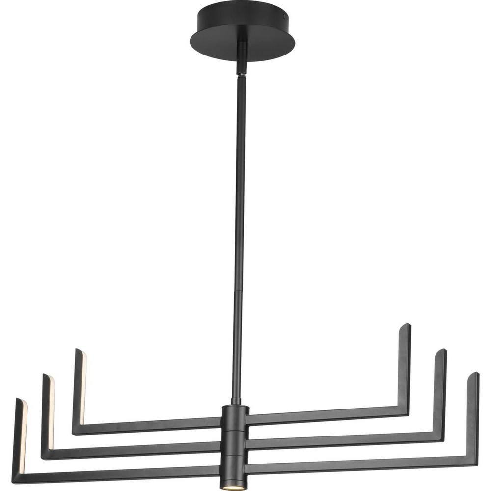 Progress Lighting Pivot LED Collection 6-Light Matte Black Frosted Glass LED Modern Chandelier Light P400260-031-30