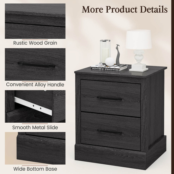 Costway 37861254 Wood Compact Floor Nightstand wit...