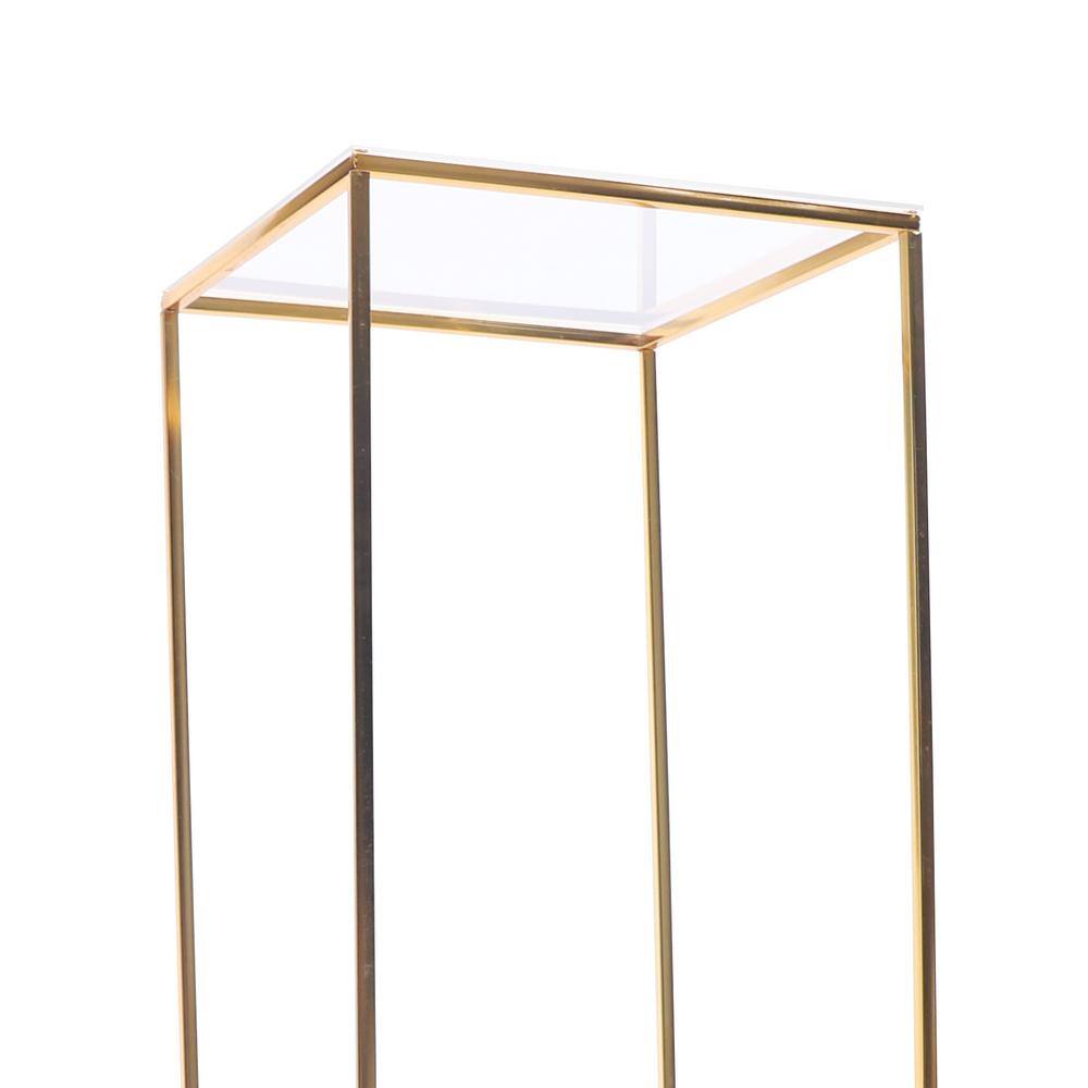 YIYIBYUS 39.37 in. x 12.2 in. IndoorOutdoor Gold Metal Geometric Vase Column Stand with Clear Acrylic Panel Flower Display Rack HG-ZJ-8245