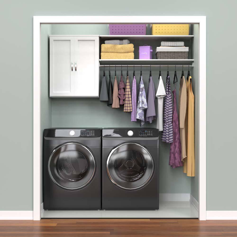 ClosetMaid Style+ 55.12 in. W - 121.12 in. W White Laundry Room Cabinet Kit with Top Shelves and Shaker Doors 10000-02188