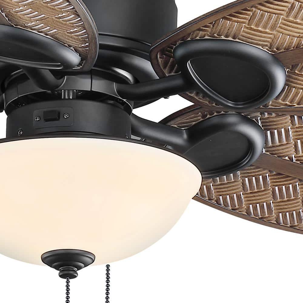 Hampton Bay Lakemoore 48 in LED IndoorOutdoor Matte Black Ceiling Fan with Light Kit