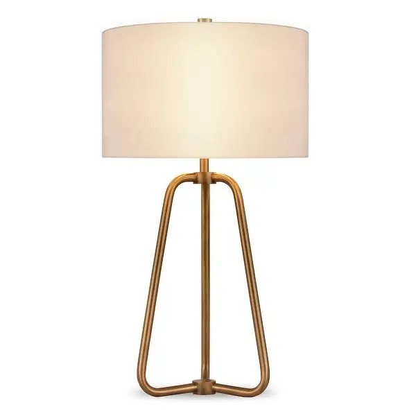 Bryan Golden Antique Brass Finish Table Lamp with Linen Shade