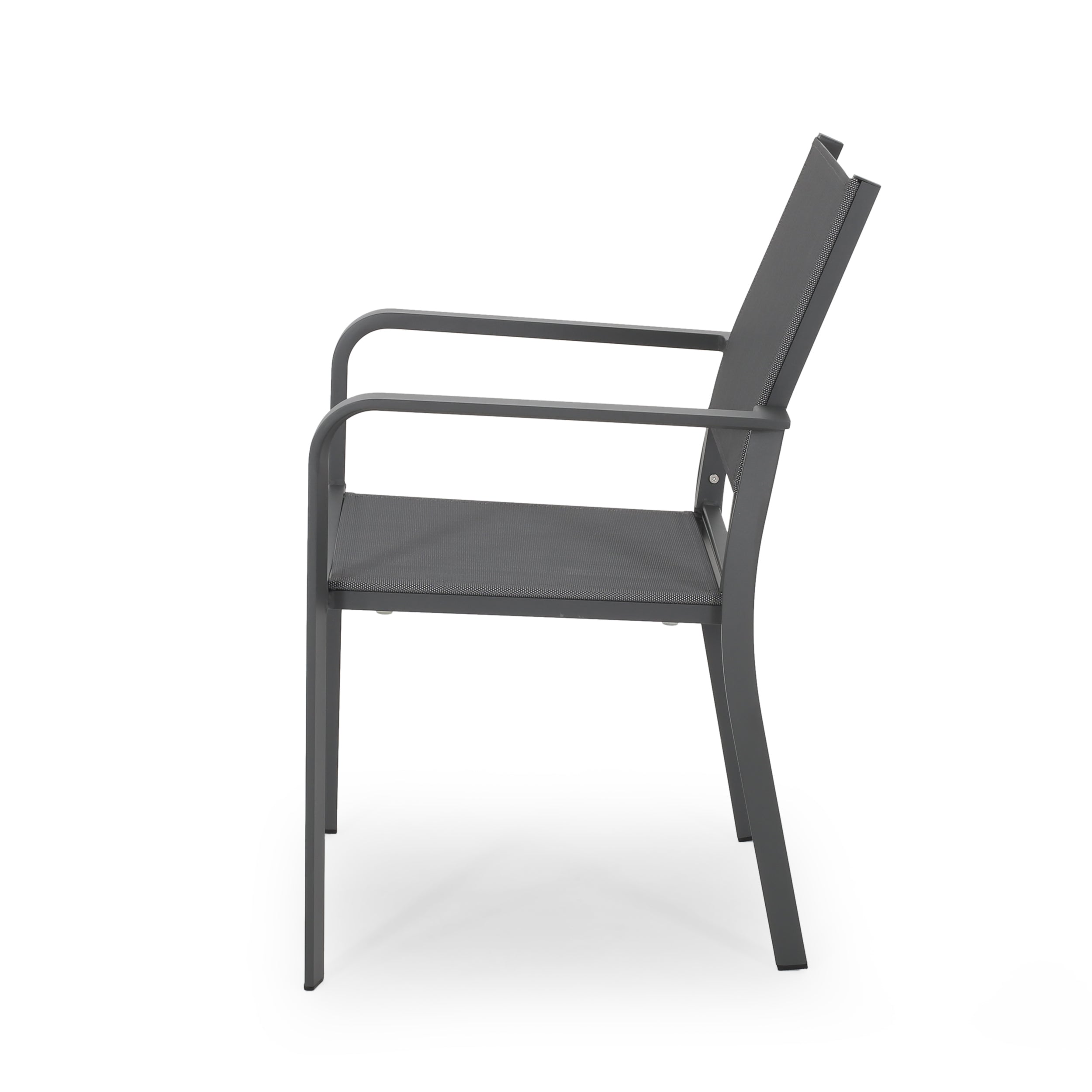 Martin Outdoor Modern Aluminum Dining Chair with Mesh Seat (Set of 2)