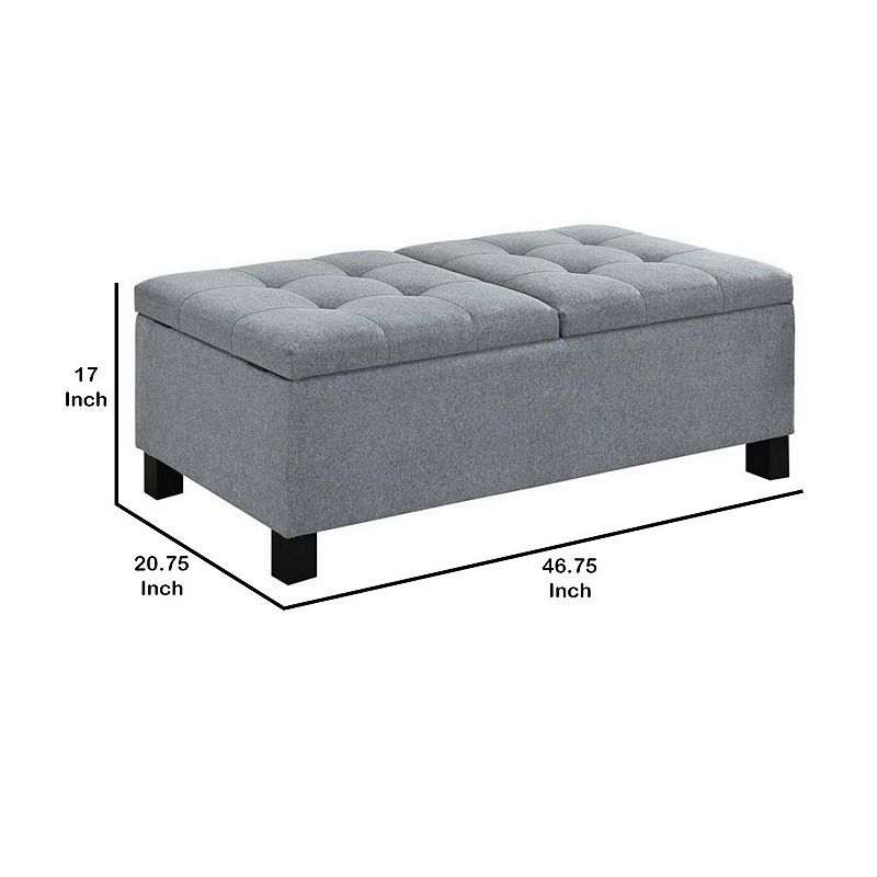 Wooden Ottoman with Hidden Storage Compartment， Gray and Black