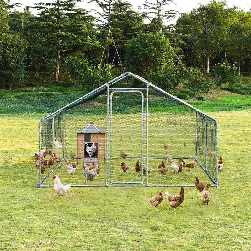 10' x 13¡® Large Metal Chicken Coop Run Walk-in Poultry Cage Hen Run House Shade Cage for Outdoor Backyard Farm