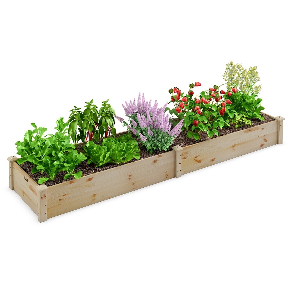 Costway Wooden Raised Garden Bed Outdoor Wood Planter Box for   95'' x 24'' x 10'' (L x W x H)