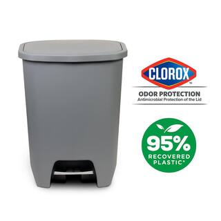 Glad 20 Gal. Gray Step-On Plastic Trash Can with Clorox Odor Protection of The Lid GLD-74231-1