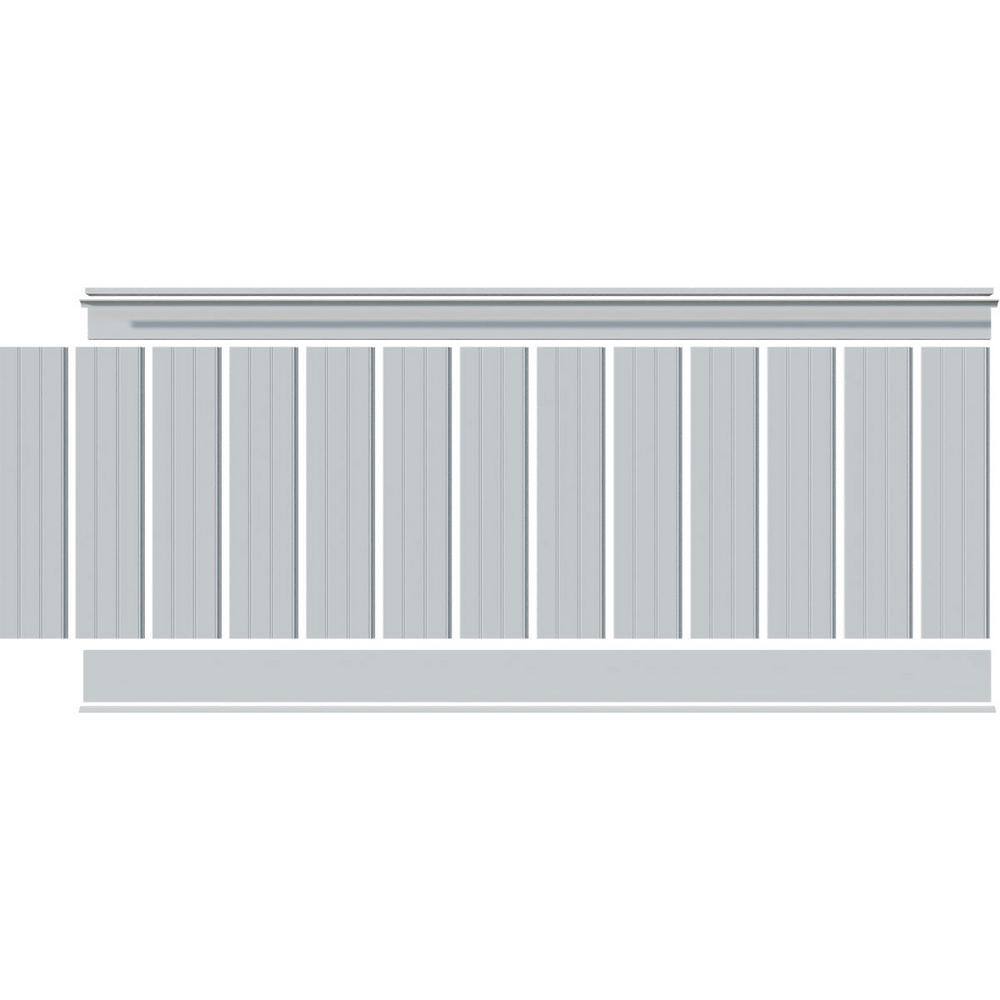 Ekena Millwork 58 in. x 96 in. x 32 in. PVC Deluxe Beadboard Wainscoting Moulding Kit (for heights up to 33-58 in.) WPKP32BBD